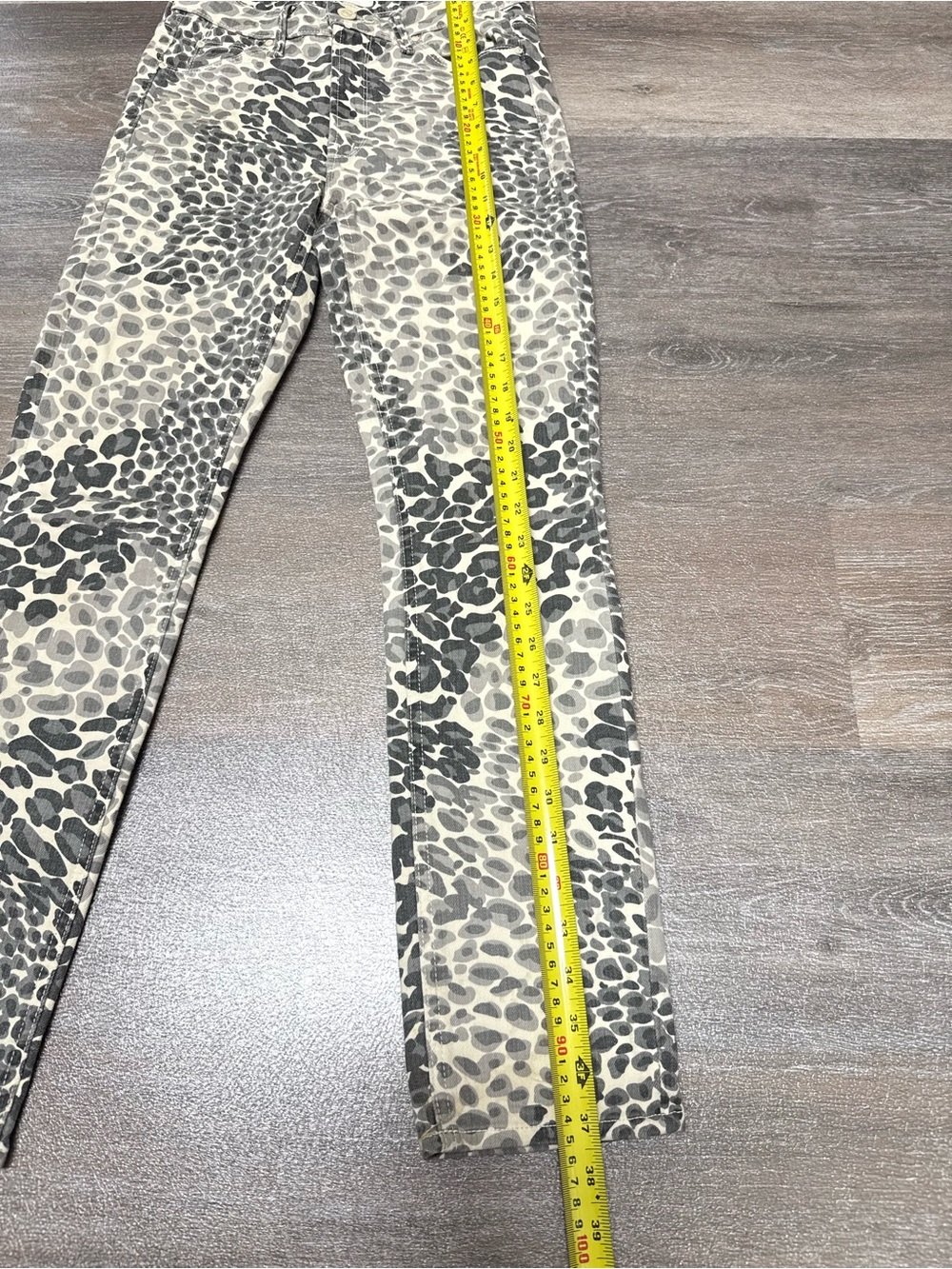 MOTHER The Dazzler Ankle Mid Rise Slim Straight Jeans Shadow Leopard Print 24 - Picture 7 of 8